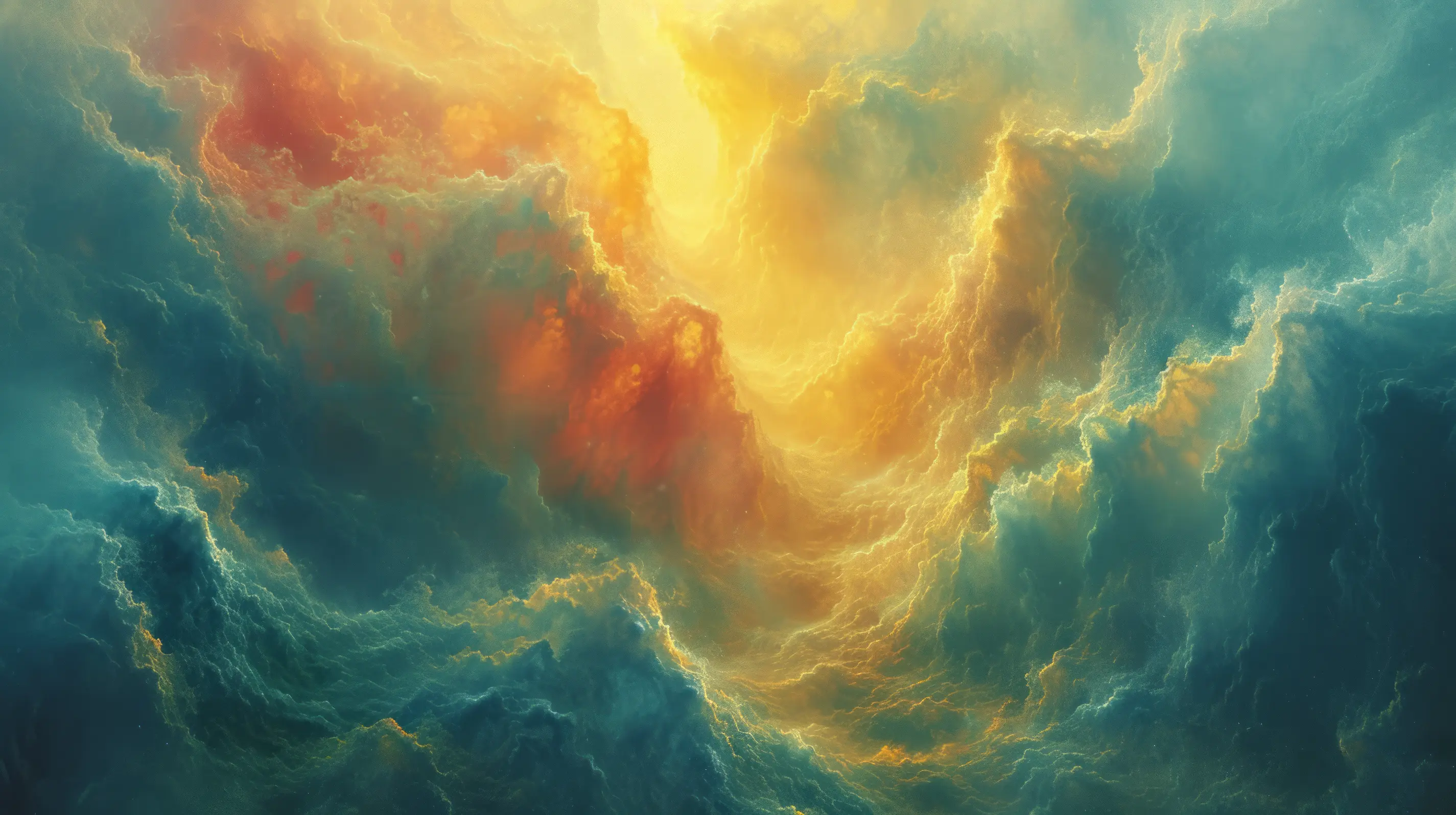 An Ethereal clouds glow with golden light