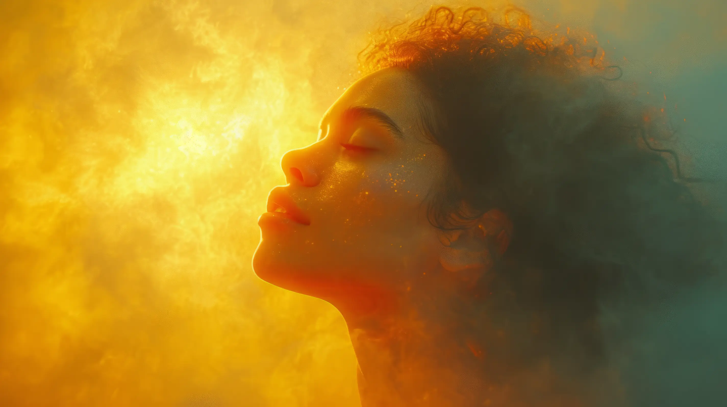A tranquil profile in a golden haze