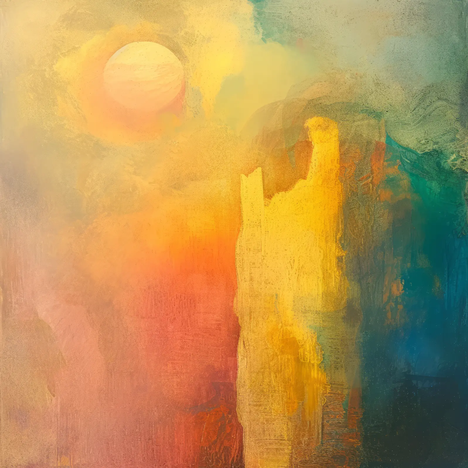 A Sunlit abstract forms in a colourful haze