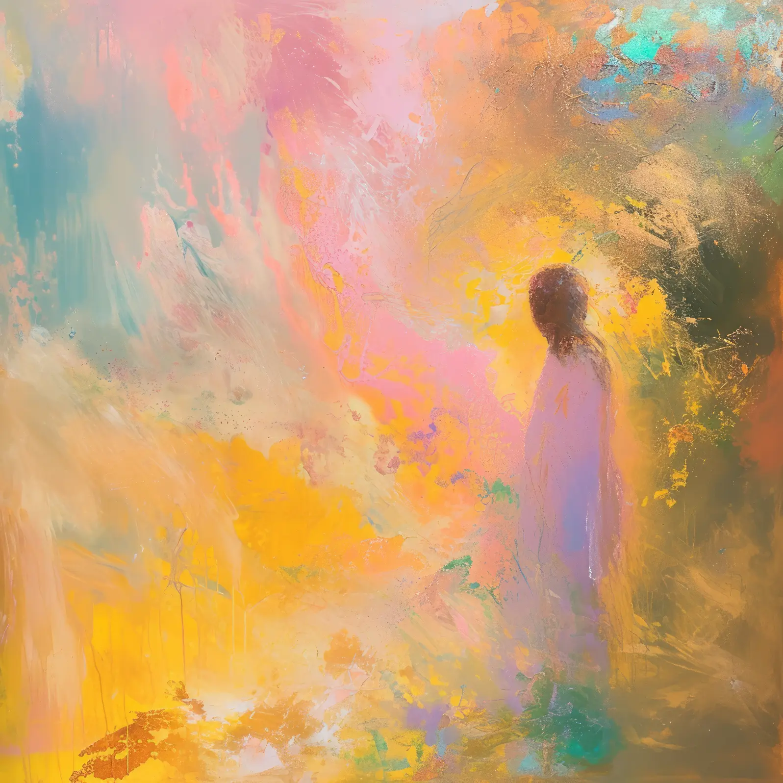 A Figure amidst a vibrant, dreamy scape