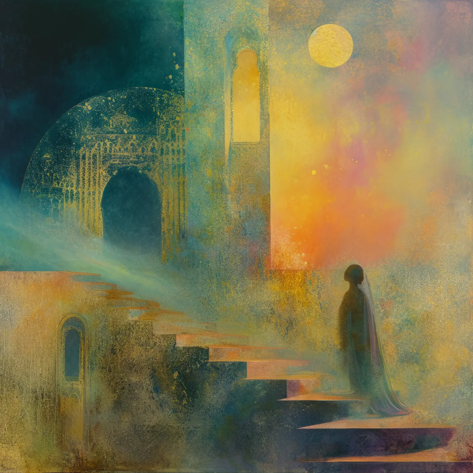 A Lone silhouette under an archaic arch