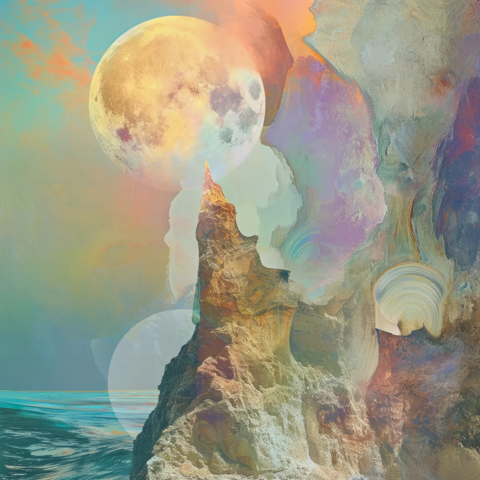 A Cliffs and moon in surreal harmony