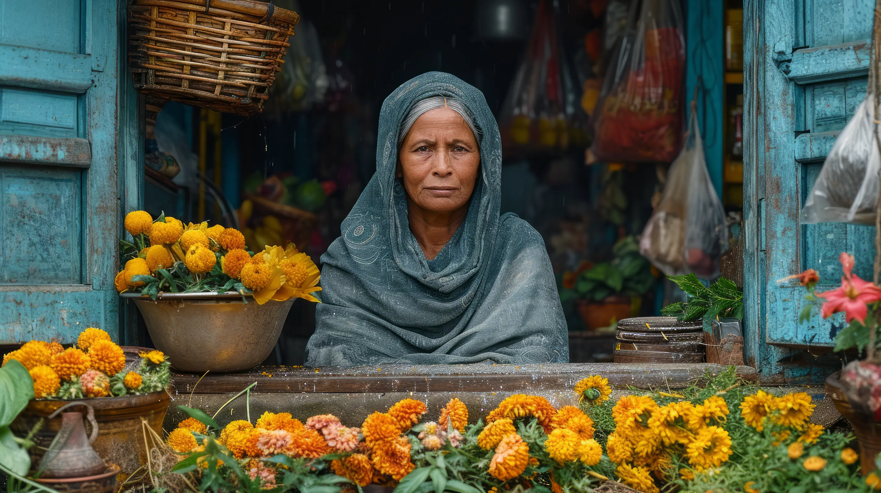 A Resolute gaze amidst blooms
