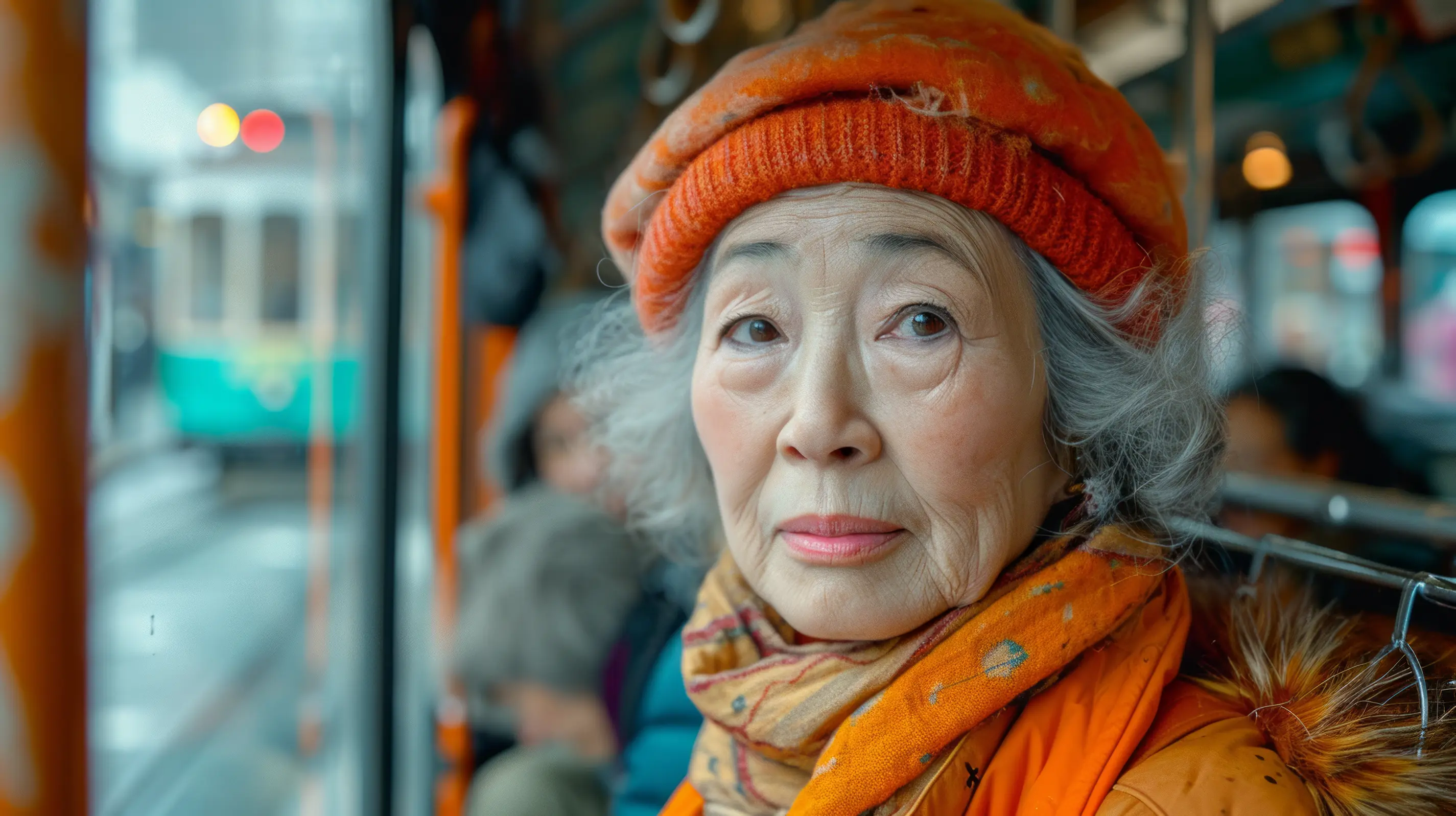 An Elder’s quiet reflection on a city tram