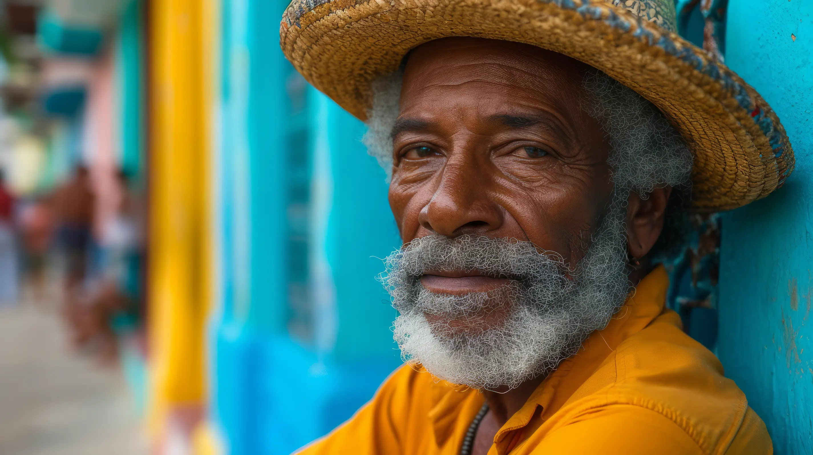 A Wisdom's gaze by colourful walls
