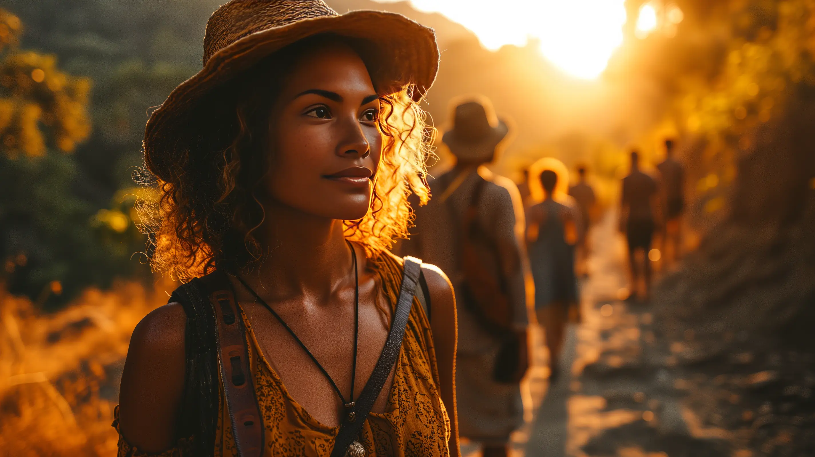 A Trailblazer in sunset, hat tipped against the glow of an ending day.