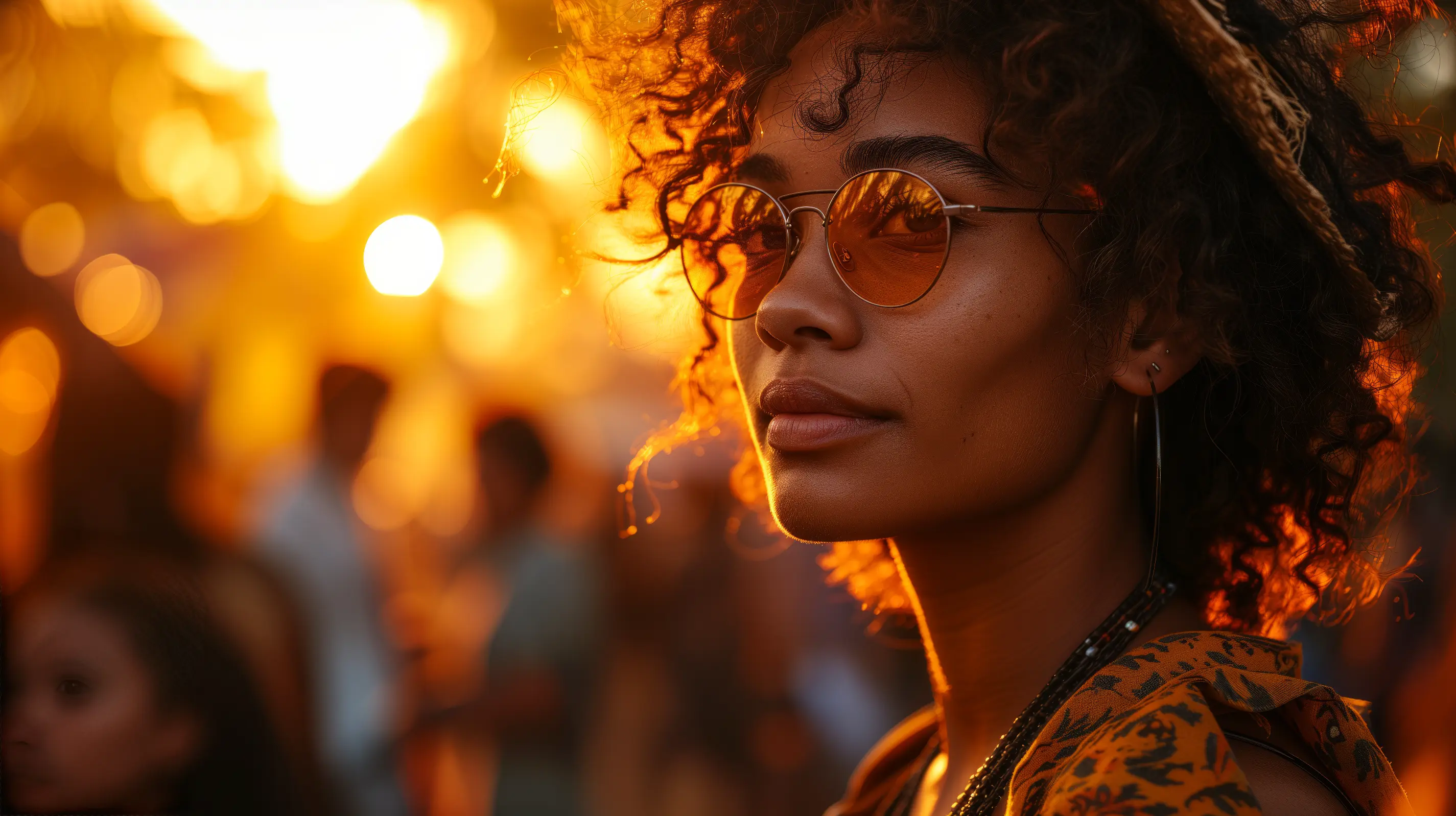 A Stylish reflection, sunset's dance in shades; urban cool