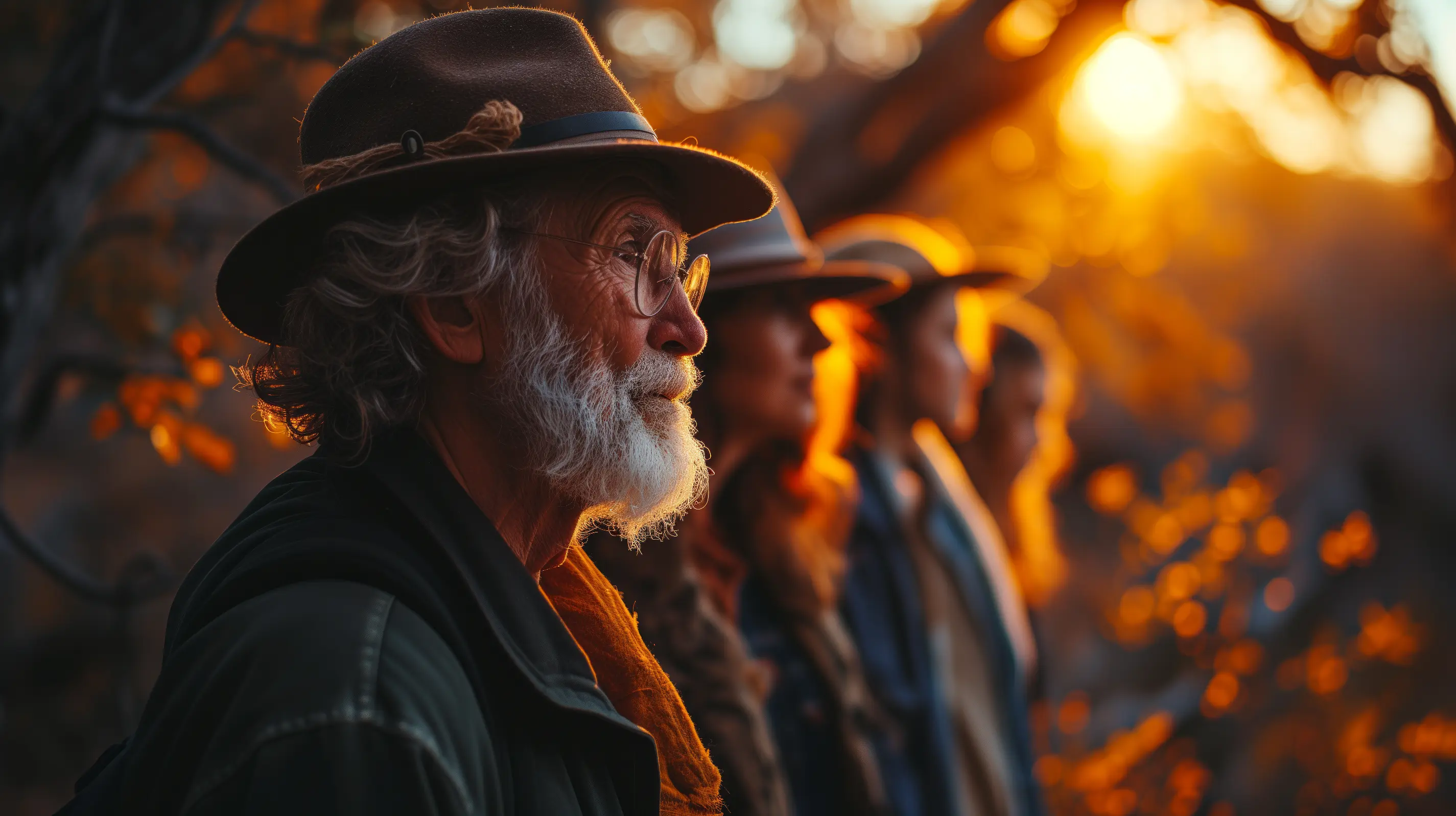 An Age's wisdom at sunset; eyes that speak of life's tales