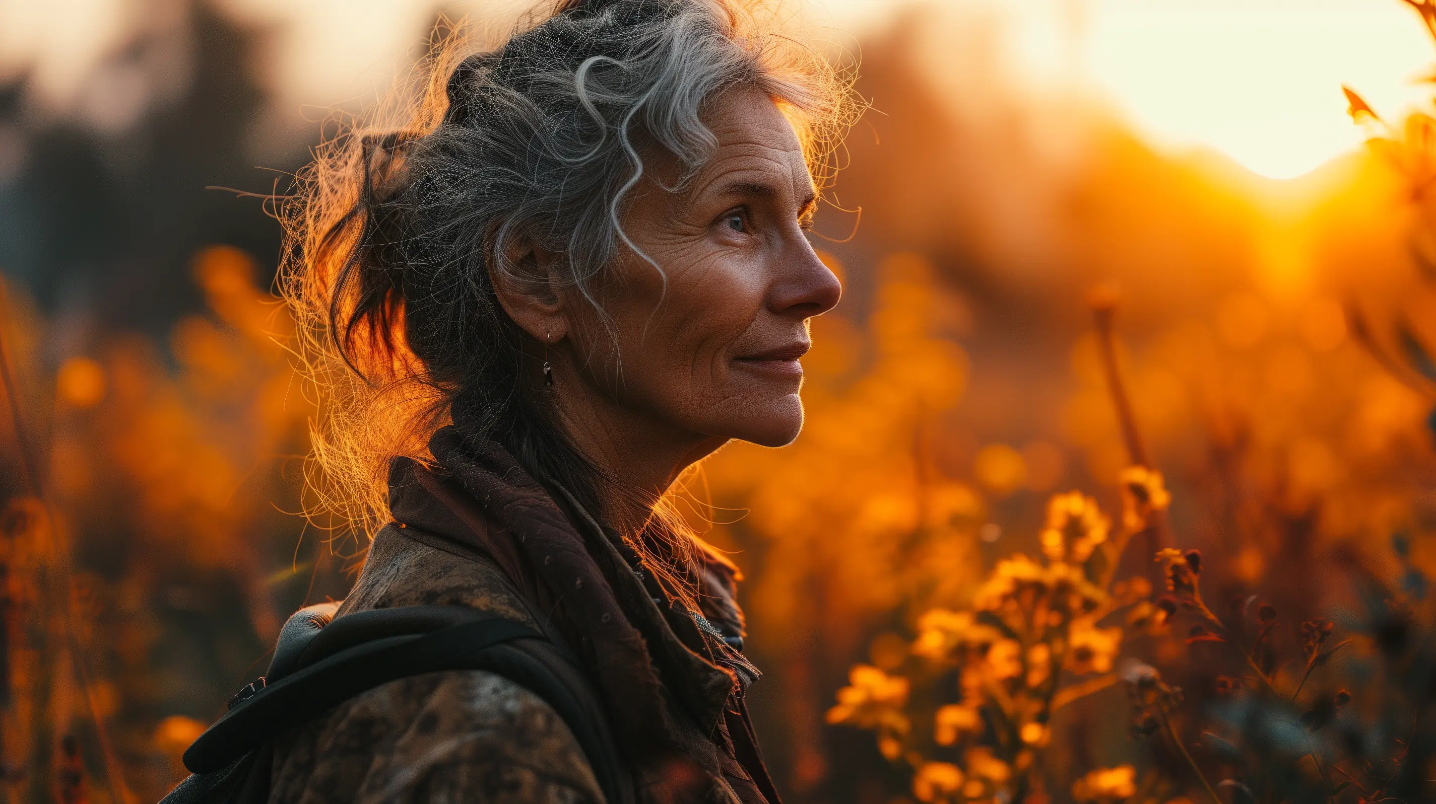 A Soulful elder in the field; wisdom glowing at dusk