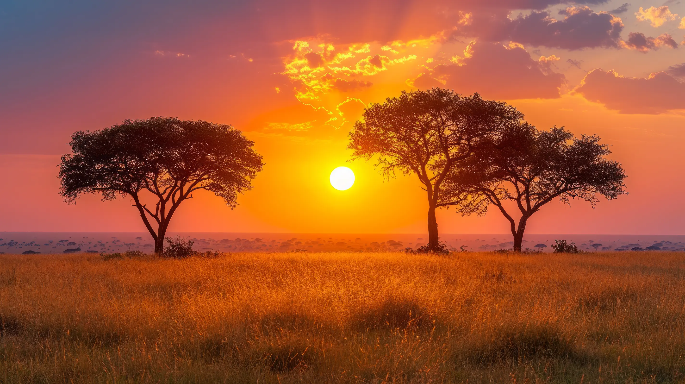 Golden sunrise behind tree
