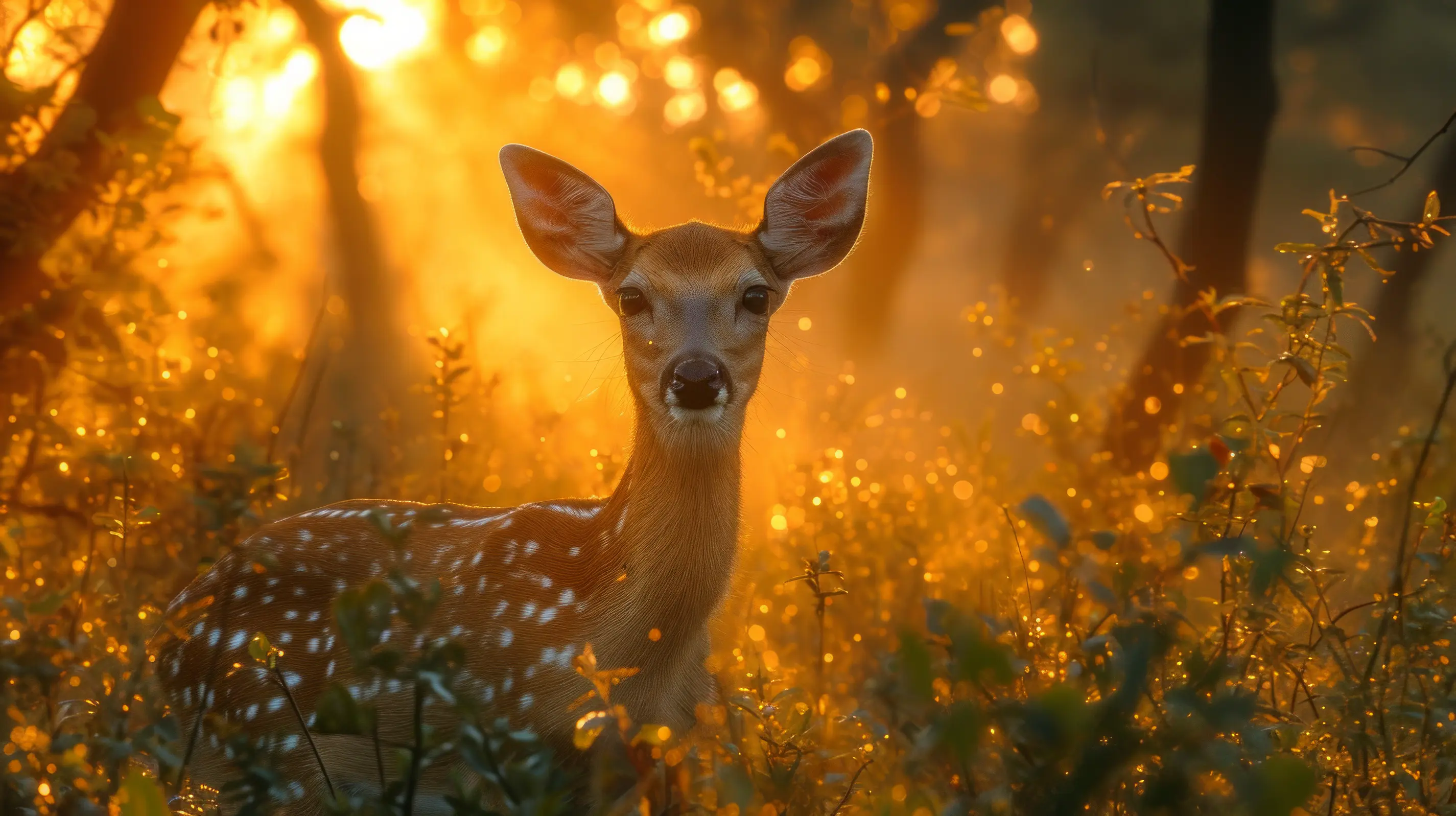 Deer in golden sunlight