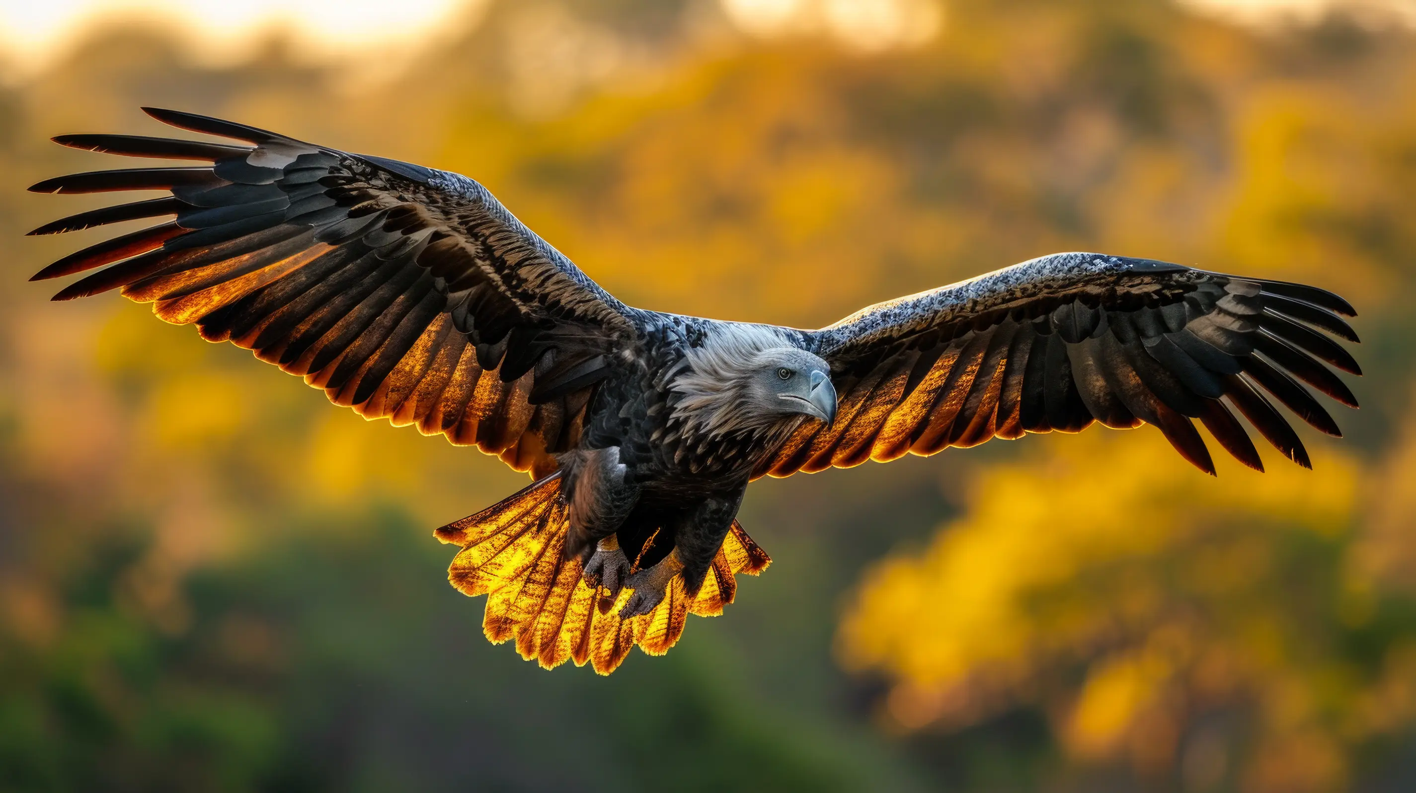 Eagle soaring with spread wings