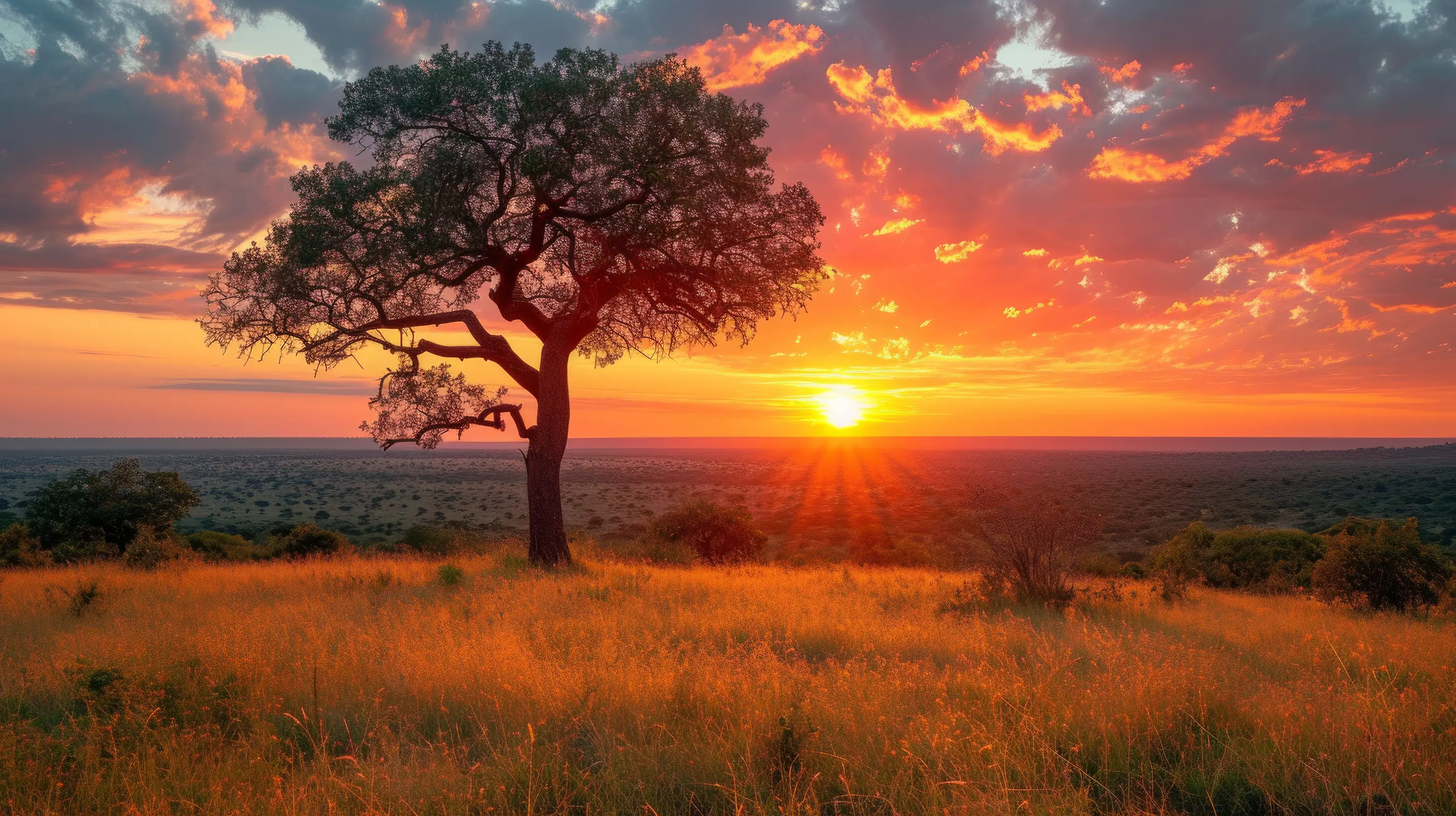 Tree silhouette against sunset