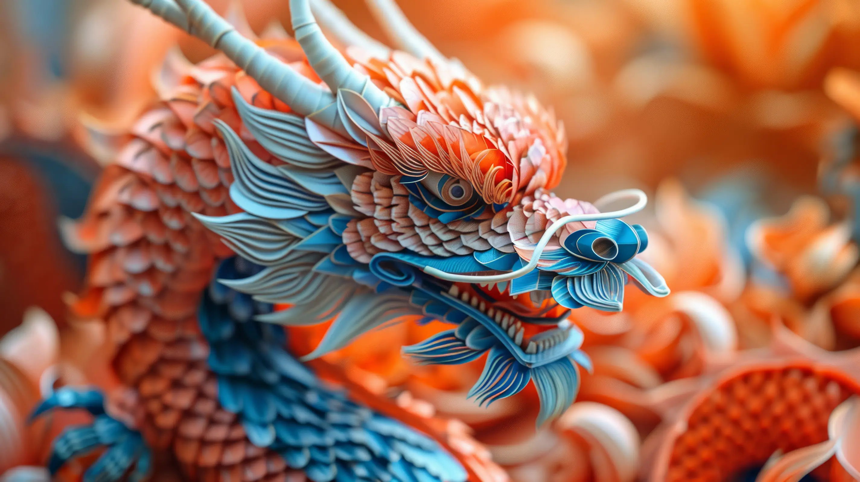 A close-up of a detailed dragon sculpture