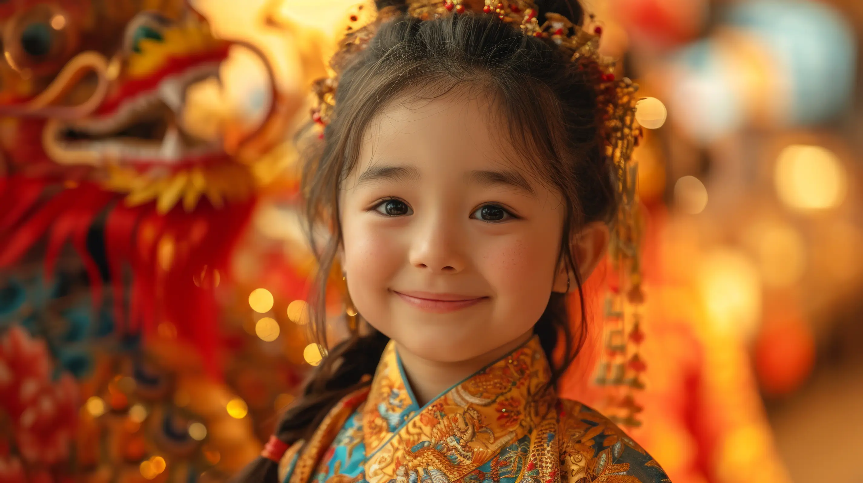 A smiling girl in traditional attire