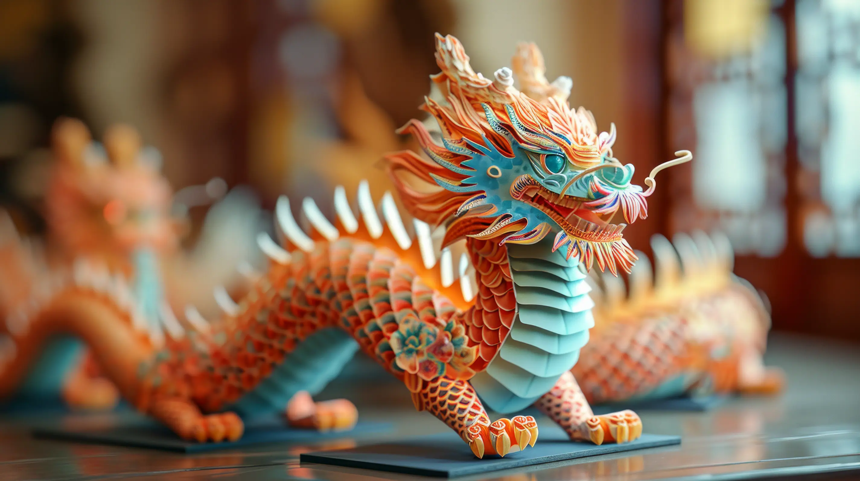 Detailed dragon sculpture on display