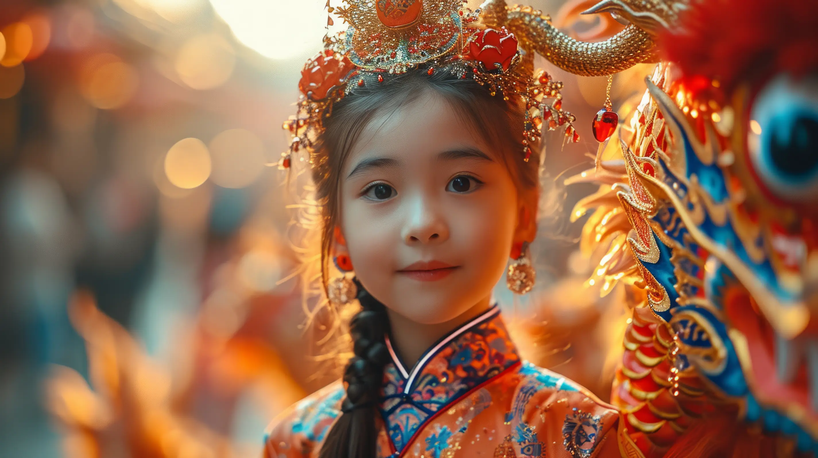 A Young girl in dragon costume