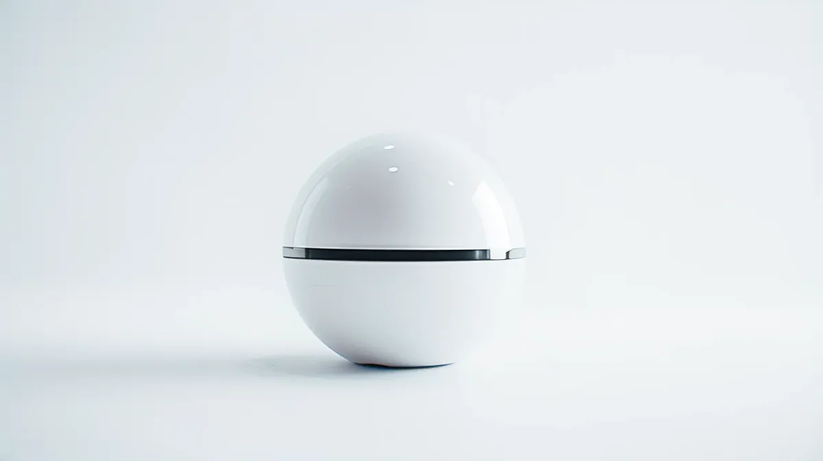 A white, spherical modern device